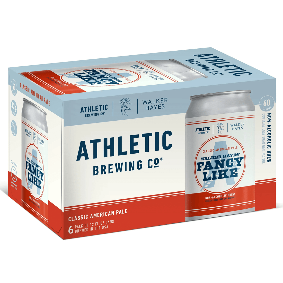 Athletic Brewing Co. 6 Pack of Fancy Like Pale Ale 12oz Cans, Non-Alcoholic, Classic American Pale, Walker Hayes Collaboration