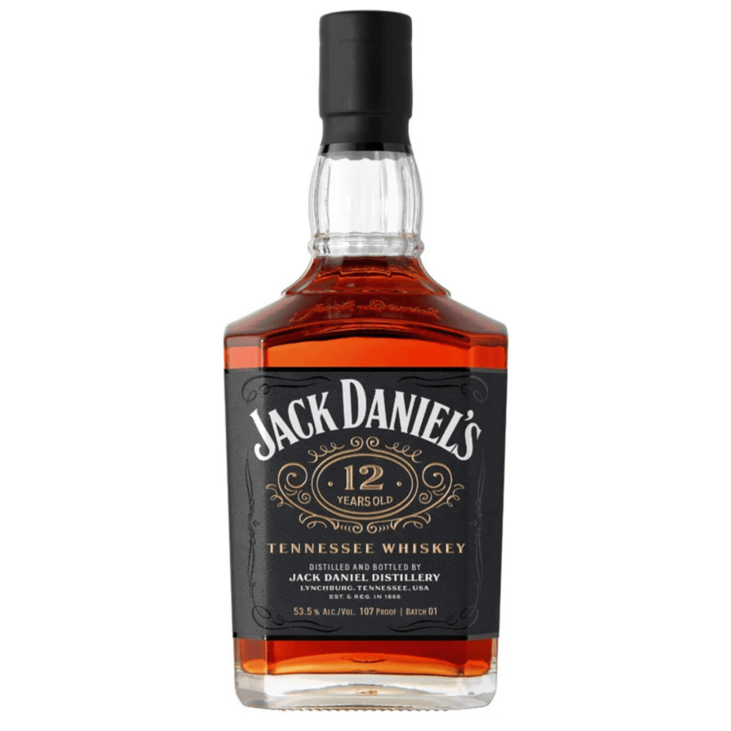 Jack Daniels 12 Year Batch 3 750ml Tennessee Whiskey bottle from Lynchburg distillery, showcasing aged bourbon with classic flavors.