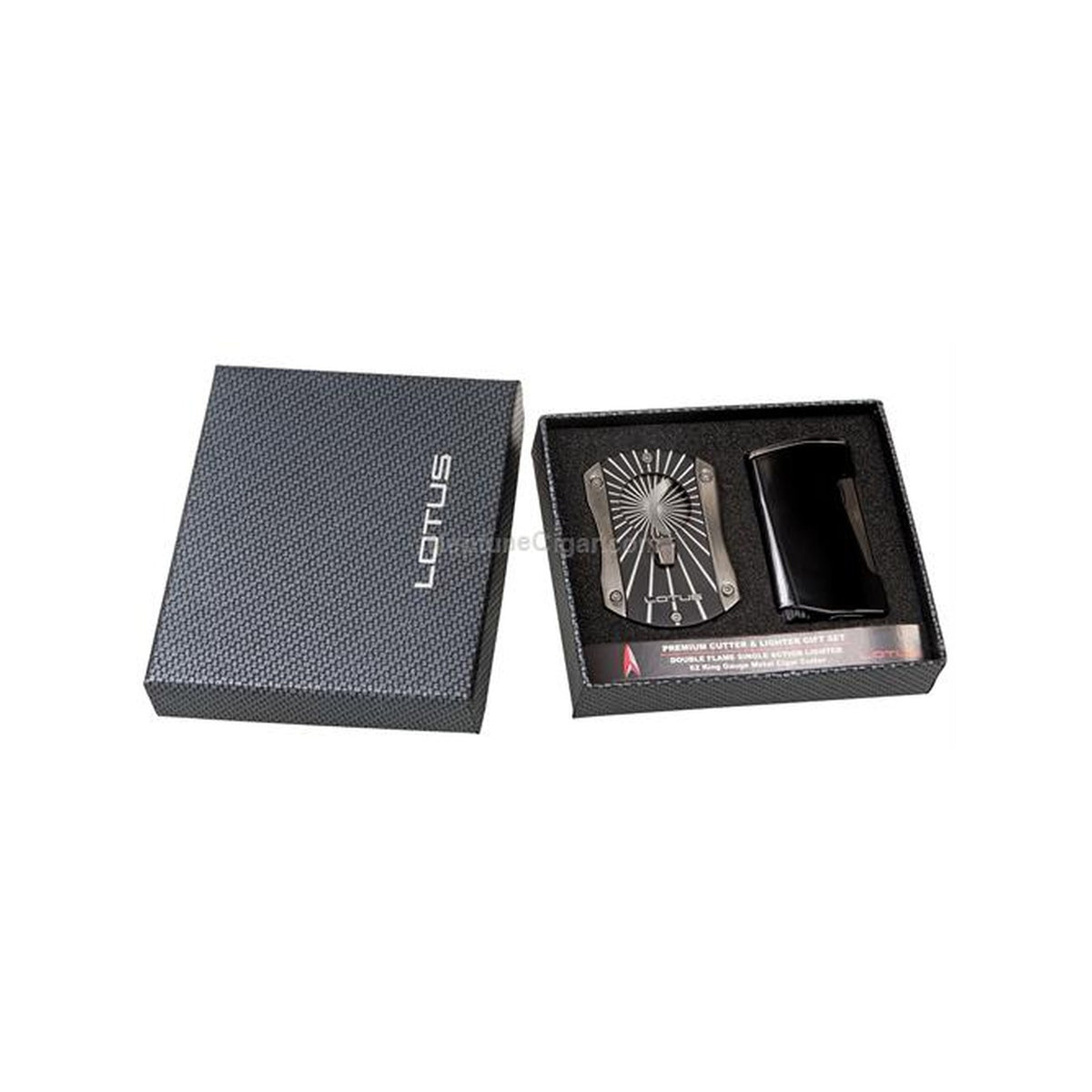 Lotus Chroma Lighter &amp; Deception Cutter Set Black - cigar accessory