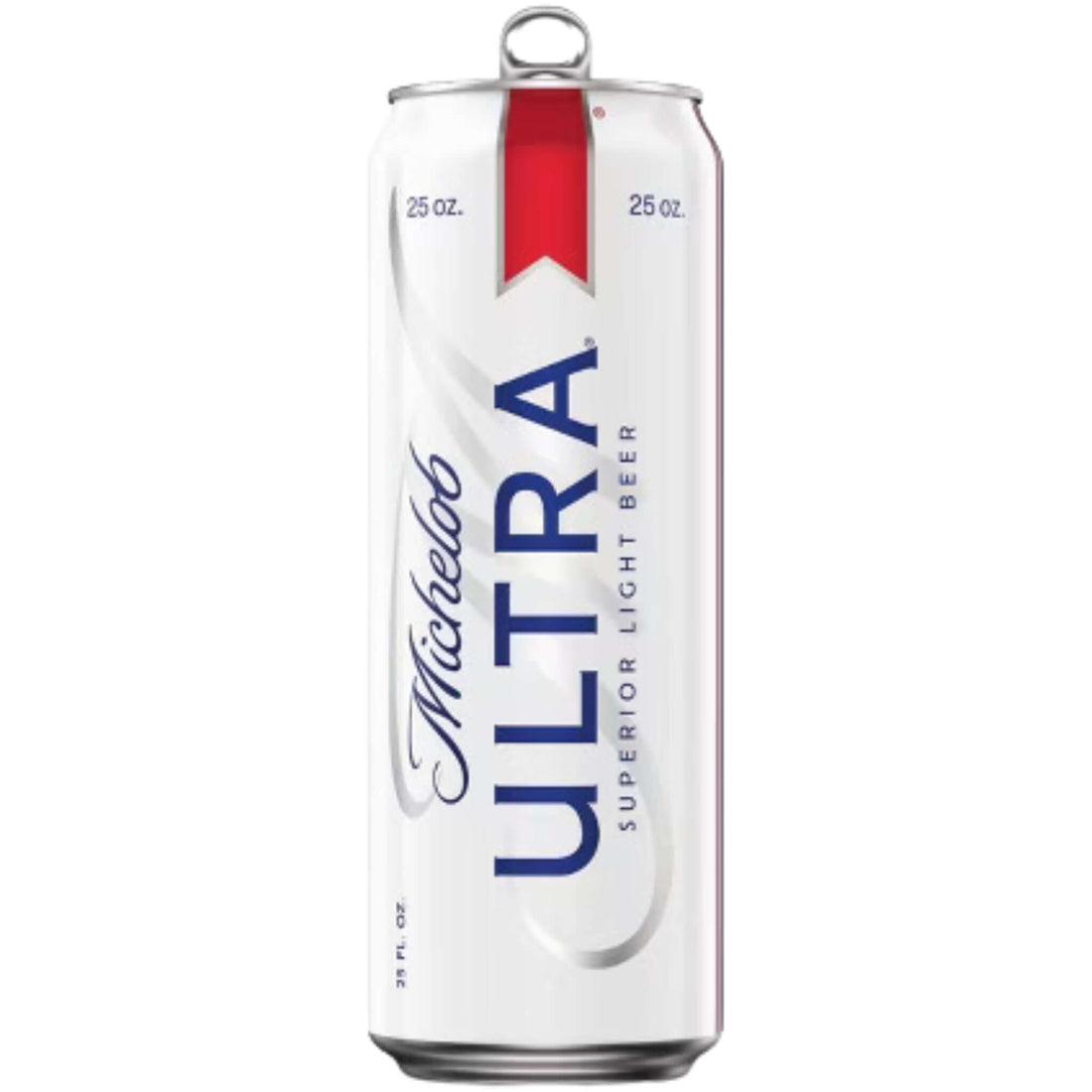 Michelob Ultra 25oz can, light lager by Anheuser-Busch, known for crisp flavor and subtle aroma, 4.2% ABV, St. Louis brewery.