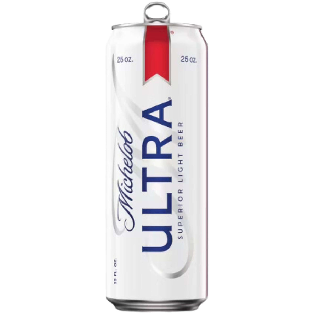 Michelob Ultra 25oz can, light lager by Anheuser-Busch, known for crisp flavor and subtle aroma, 4.2% ABV, St. Louis brewery.