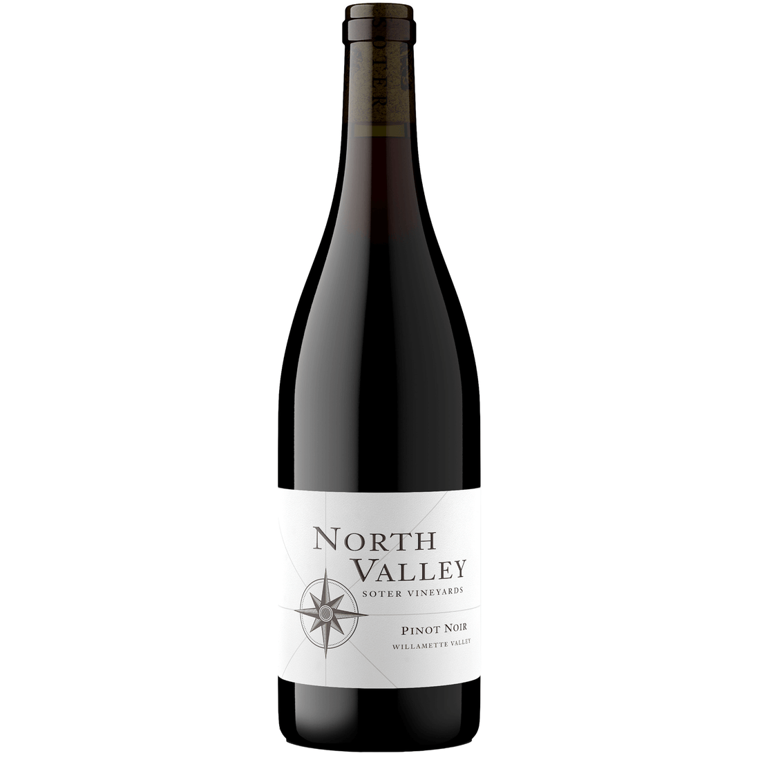 2021 North Valley Pinot Noir 750ml bottle from Willamette Valley, Oregon, known for its silky, earthy profile and aromatic bouquet.
