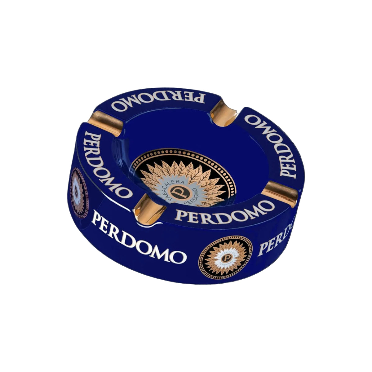 Perdomo 8.75" Blue &amp; Gold Foil Ceramic Ashtray - cigar accessory