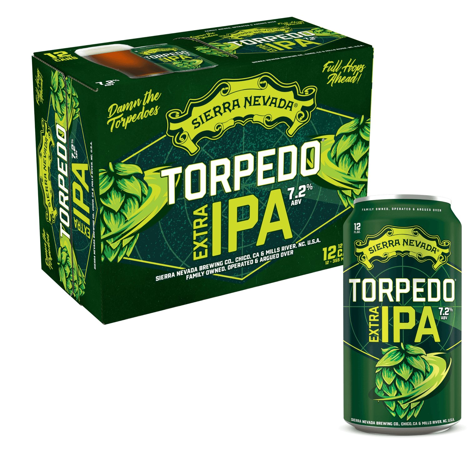 Sierra Nevada Torpedo Extra IPA 12 Pack Cans. Bold American India Pale Ale with citrus and pine flavors, brewed in Chico, CA.