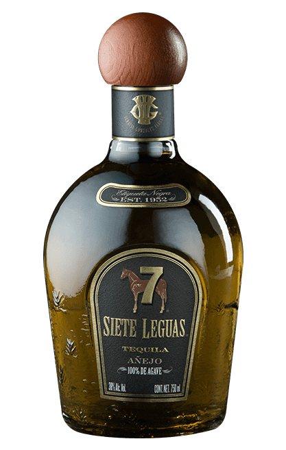 Siete Leguas Añejo Tequila 750ml bottle, aged 24 months, with rich American oak flavor, 40% ABV, from Jalisco, Mexico.